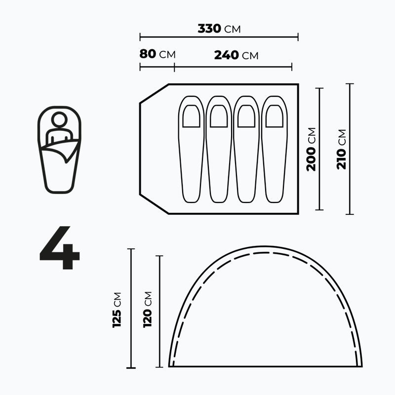 Σκηνή κάμπινγκ 4 ατόμων KADVA CAMPdome 4 μπλε 4