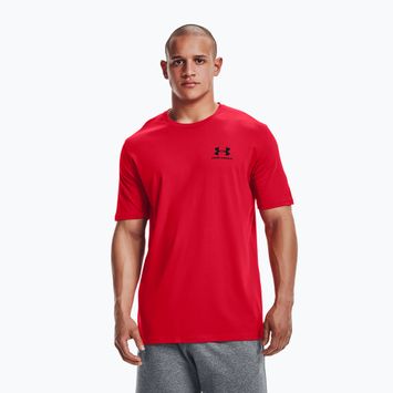 Under Armour Sportstyle Left Chest SS ανδρικό μπλουζάκι προπόνησης κόκκινο/μαύρο
