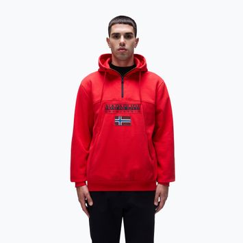 Ανδρικό Napapijri Burgee Half Zip Hooded 2.0 κόκκινο goji φούτερ με κουκούλα