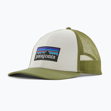 Patagonia P-6 Logo LoPro Trucker λευκό/πράσινο καπέλο μπέιζμπολ με λογότυπο