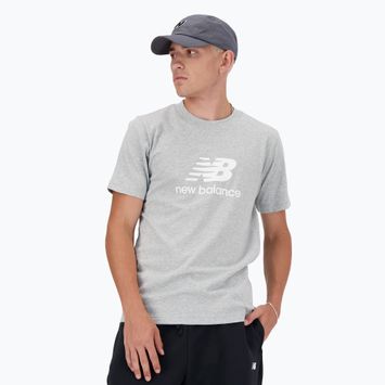 Ανδρικό New Balance Stacked Logo αθλητικό γκρι T-shirt