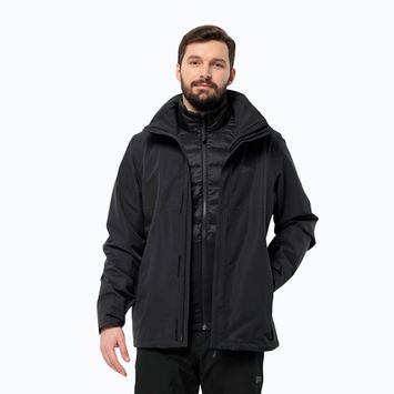 Jack Wolfskin ανδρικό μπουφάν βροχής Feldberg Luntal 3in1 μαύρο