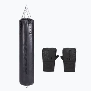 Τσάντα πυγμαχίας + σετ γαντιών RDX F6 3PC μαύρο ματ