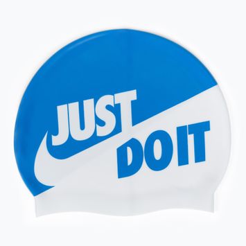 Nike Jdi Slogan μπλε και λευκό σκουφάκι για κολύμπι NESS9164-458