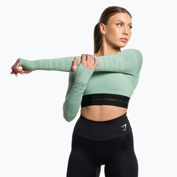 Γυναικείο Gymshark Vision Crop Top μακρυμάνικο μπλουζάκι προπόνησης πράσινο/μαύρο