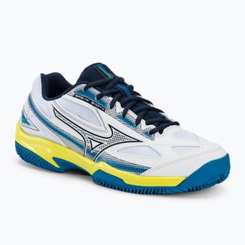 Ανδρικά παπούτσια τένις Mizuno Break Shot 4 CC λευκό/μπλε φόρεμα/ανοιξιάτικο θειάφι