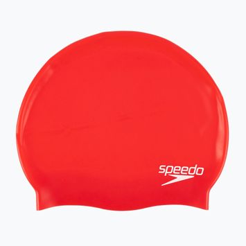 Speedo Plain Flat Σιλικόνη παιδικό καπέλο κολύμβησης κόκκινο 8-709931959