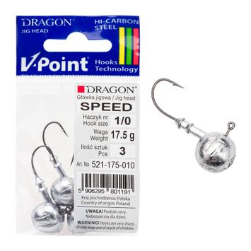 DRAGON V-Point Speed jig head 17.5g 3pc μαύρο PDF-521-175-010