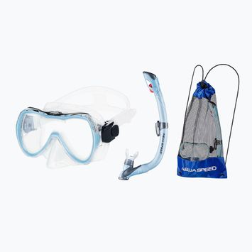 AQUA-SPEED Enzo + Evo σετ κατάδυσης με αναπνευστήρα μάσκα + αναπνευστήρας + τσάντα γαλάζιο