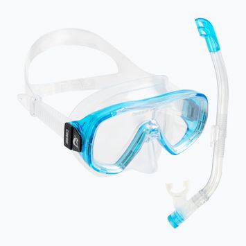 Σετ αναπνευστήρα Cressi Ondina για παιδιά + μάσκα κορυφής + αναπνευστήρας Clear Aquamarine DM1010133