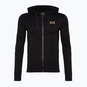 Ανδρικό EA7 Emporio Armani Train Core ID Hoodie FZ Coft μαύρο/χρυσό φούτερ με λογότυπο