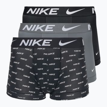 Nike Dri-Fit Essential ανδρικά σορτς μποξεράκια 3 ζευγάρια με εκτύπωση λογότυπου Nike/κρύο γκρι/μαύρο