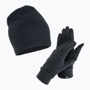 Ανδρικό σετ Nike Fleece καπέλο + γάντια μαύρο/μαύρο/ασημί